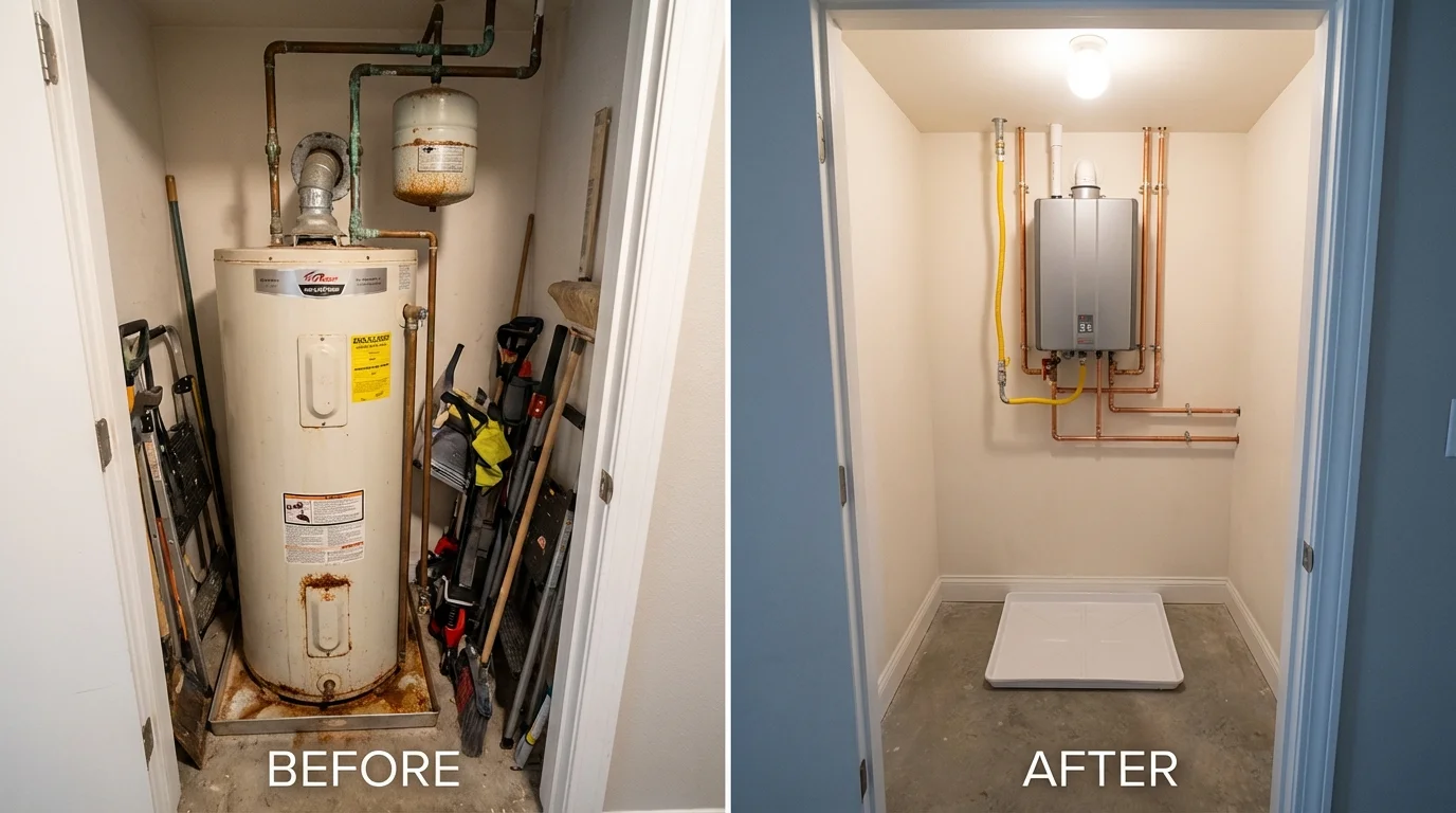 Tank water heater versus wall-mounted tankless unit comparison for Greenville, NH homeowners